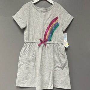 Cat & Jack Gray Knit Dress with Sequin Rainbow Accent